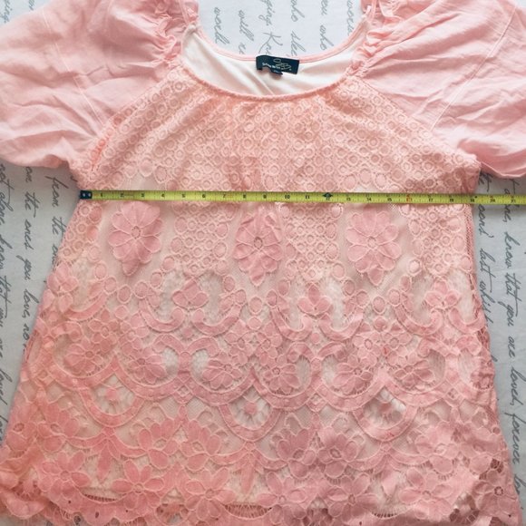 Pink Lace Short Sleeve Top Suzanne Bento XL - Picture 4 of 9